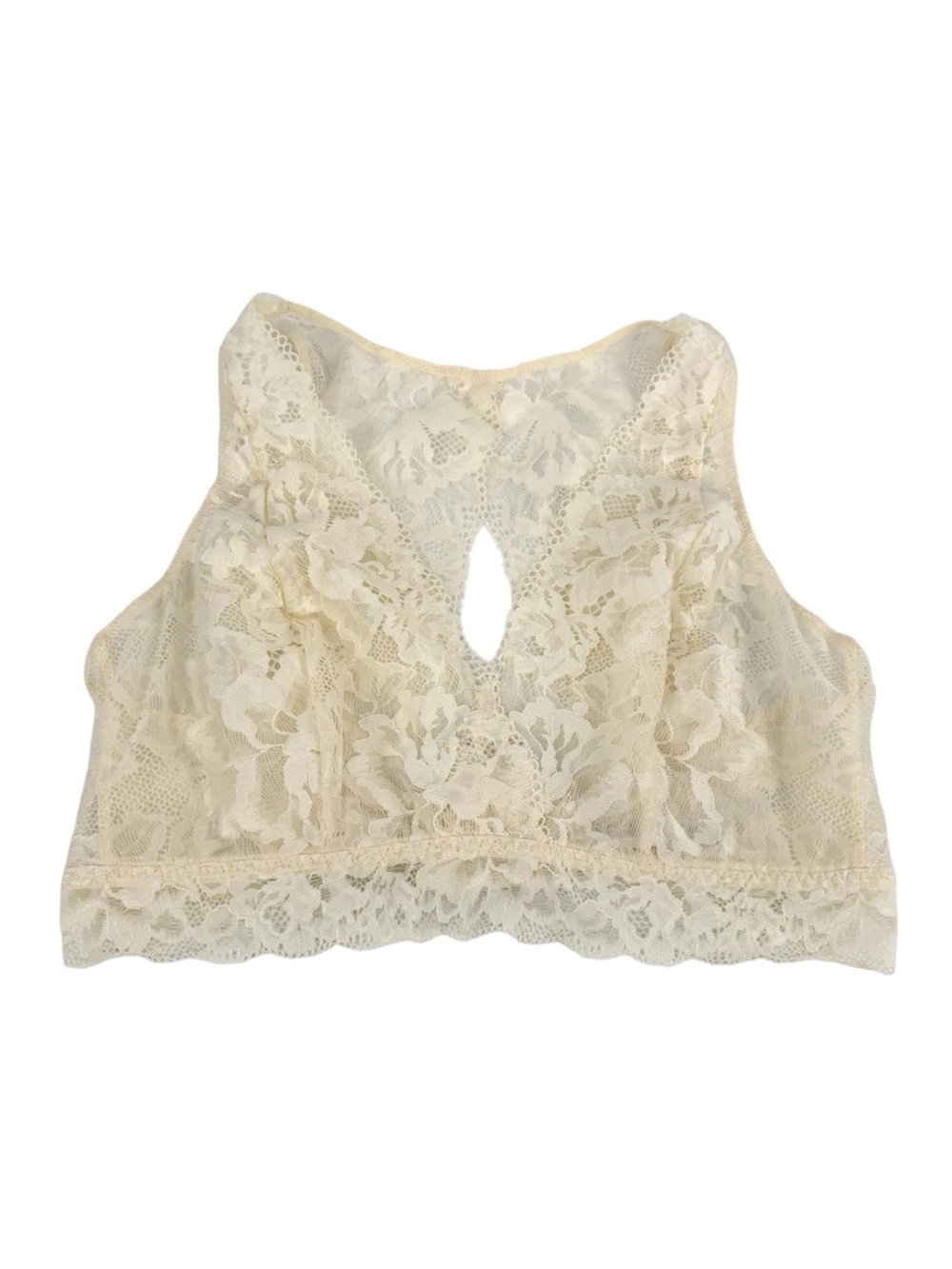 Soma Embraceable Lace Back Bralette Womens Size Medium Ivory Stretch Sheer